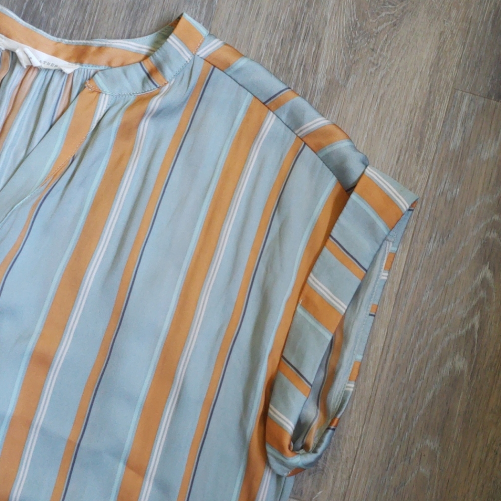 AQUA STRIPED SATIN ROMPER - Picture 6 of 16